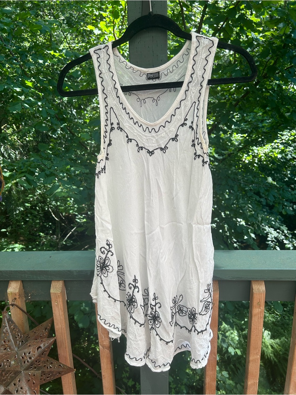 White Embroidered Sleeveless Tunic